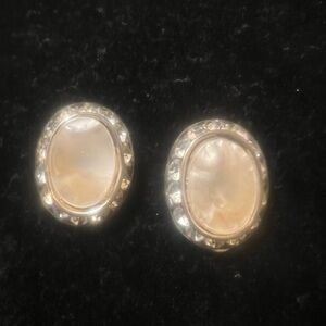 Vintage MOP & Rhinestone earrings